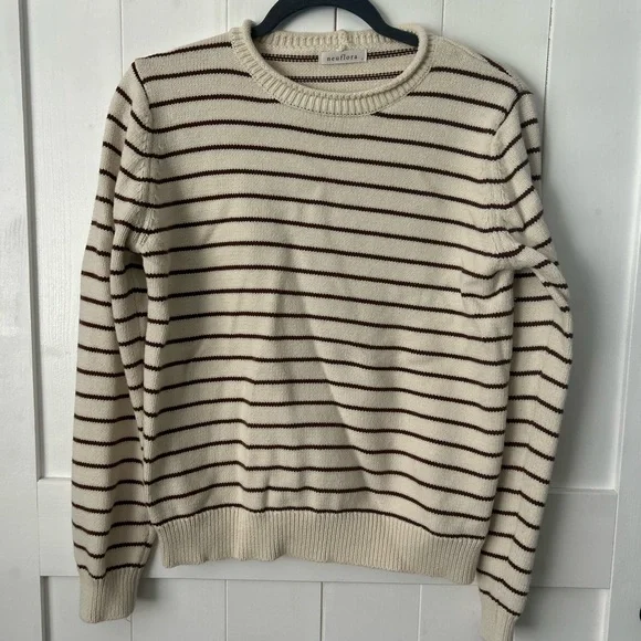 Olympia Sweater - Striped Cream and Brown Women's Sweater - Picture 7 of 10